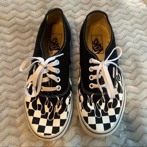 Vans checkered flame black shoes